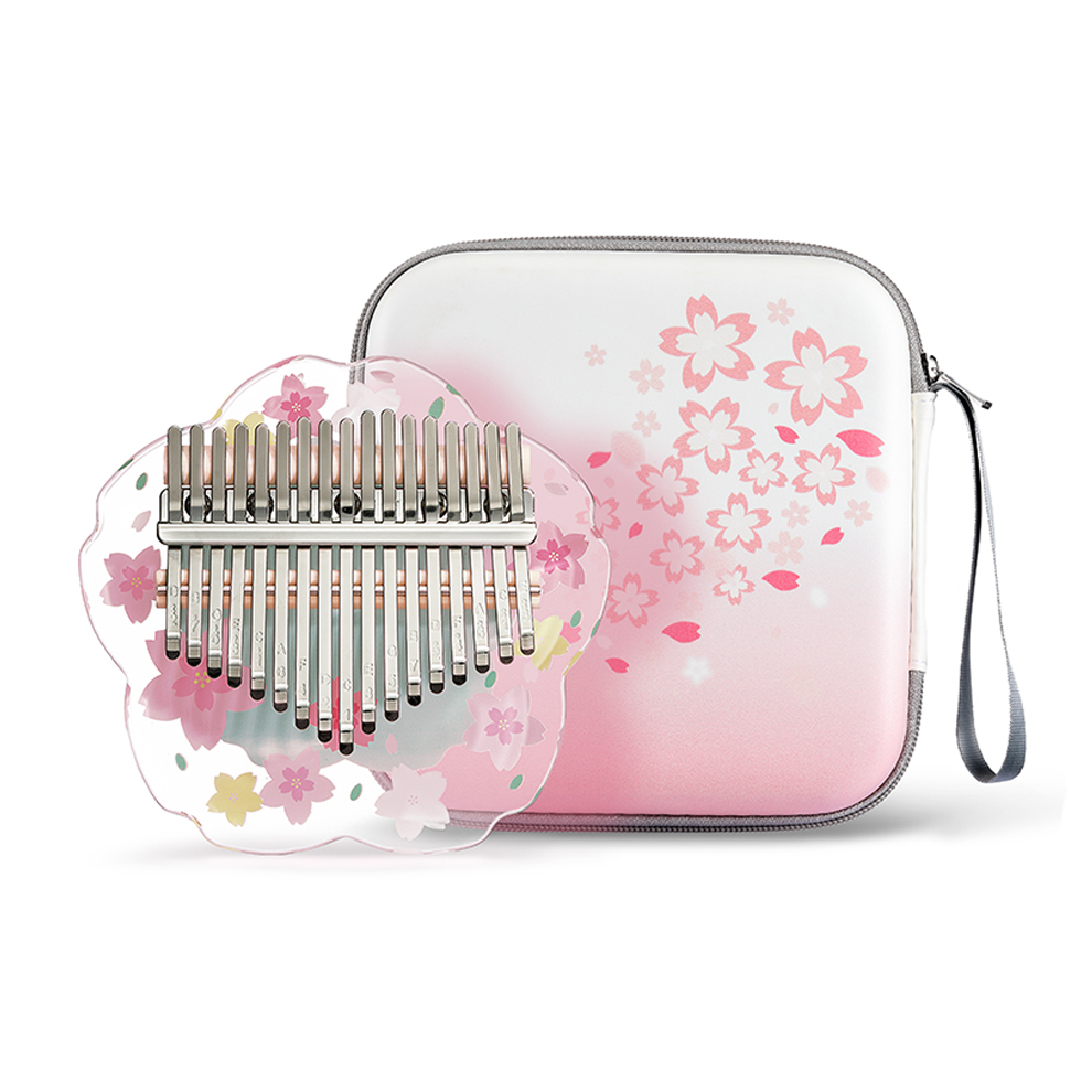 Musical Instrument Sounds - Hlururu-ケースとフラットボードケース付きの透明なカリンバ、サムピアノ、17鍵、アクリル楽器、mbira、21鍵