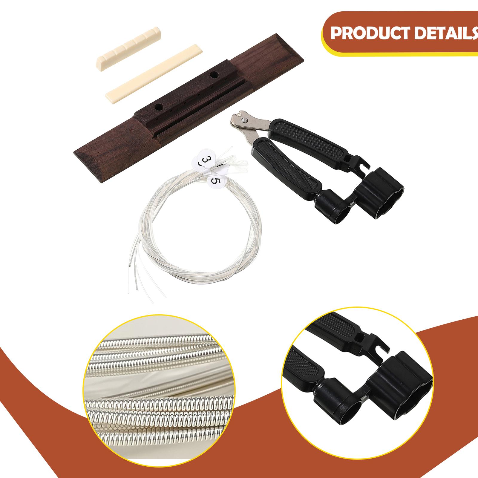 Musical Instrument Set - 楽器用ブリッジとサドルナットキット 木製 高性能 ギター初心者向けアクセサリー用
