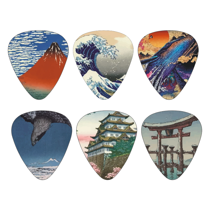 Musical Instrument Japanese - 新しい 12 ピース/セットギターピック - 日本文化スタイルのテーマ絵画榴散弾、ベース、ウクレレ楽器アクセサリー用