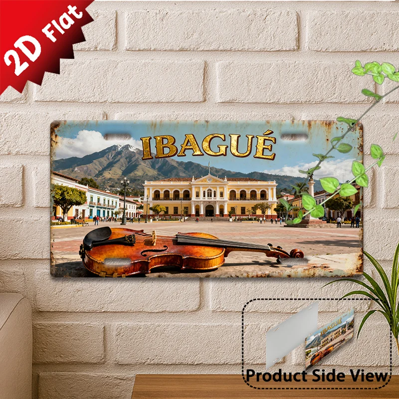 Musical Instrument Sign - 1個入り Ivague 音楽テーマの金属製ウォールサイン - ヴィンテージ音楽都市装飾プレート、音符と楽器のデザイン、リビングに最適