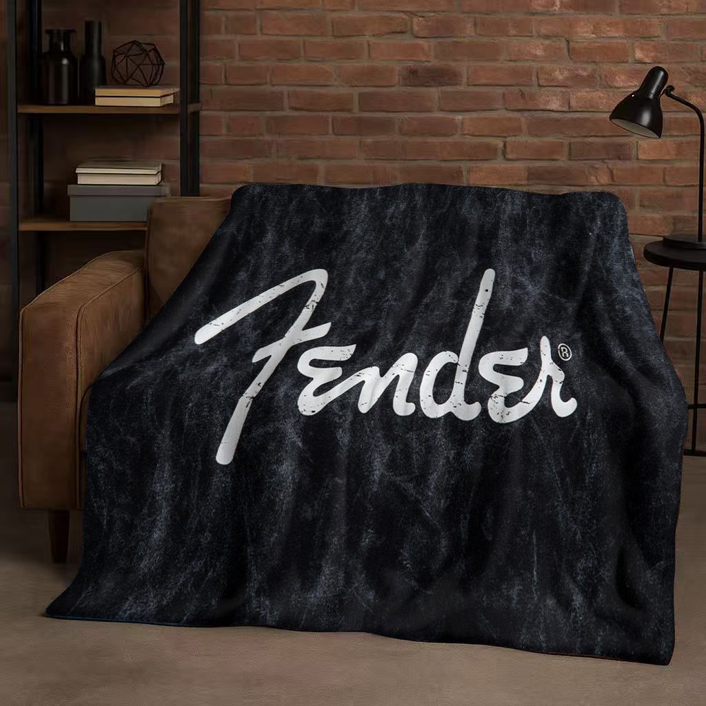 Musical Instrument Sign - 3D F-Fender ギター楽器サインフランネルブランケット、超柔らかく暖かいぬいぐるみスロー、自宅の寝室のベッドソファカバーオフィス用