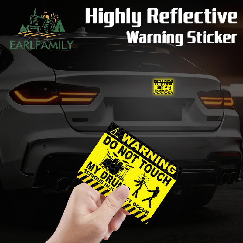 Musical Instrument Sign - EARLFAMILY 私のドラムに触れないでくださいサイン車のステッカー反射警告楽器機器デカール防水カーラップ