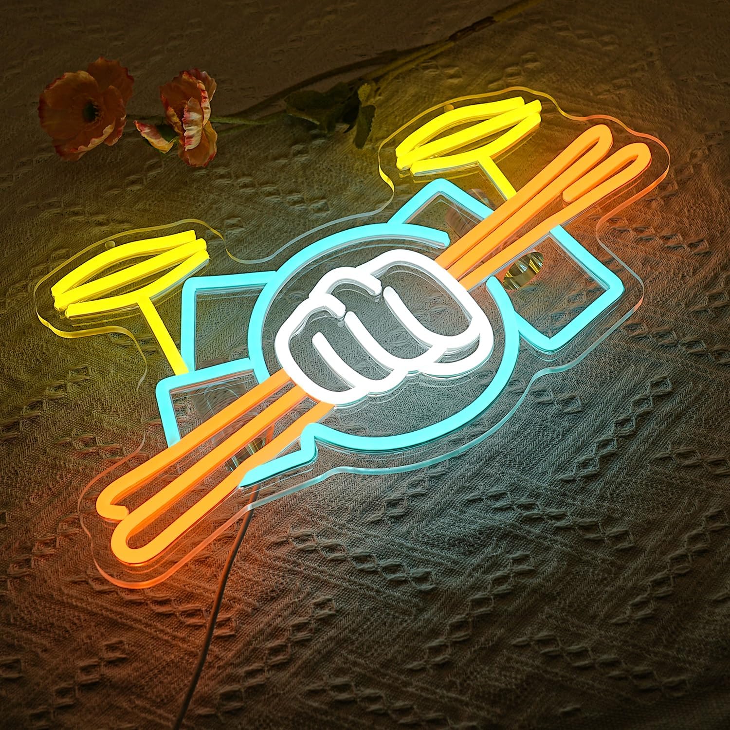 ドラムセットネオンサインUSB電源式楽器LEDネオンライト、 - Musical Instruments のレビューと価格