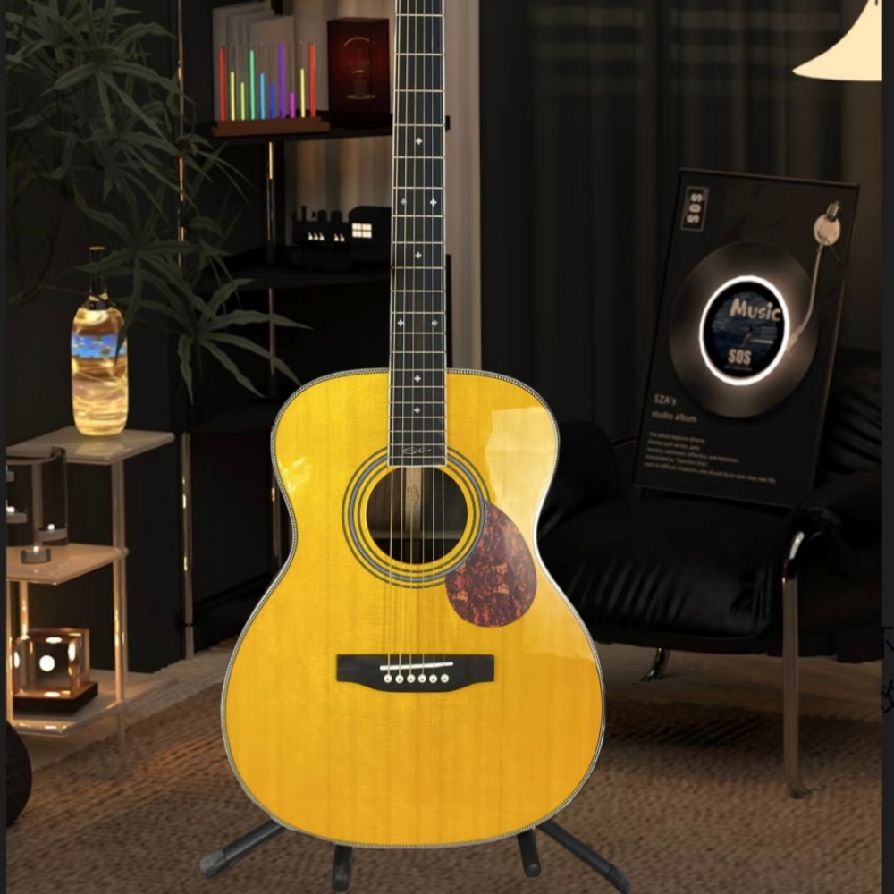 手作りの黄色いアコースティックギター、6弦、ガードプレート付 - Musical Instrument With Strings のレビューと価格