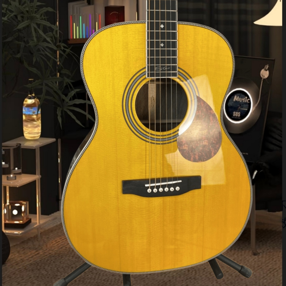 手作りの黄色いアコースティックギター、6弦、ガードプレート付 - Musical Instrument With Strings のレビューと価格