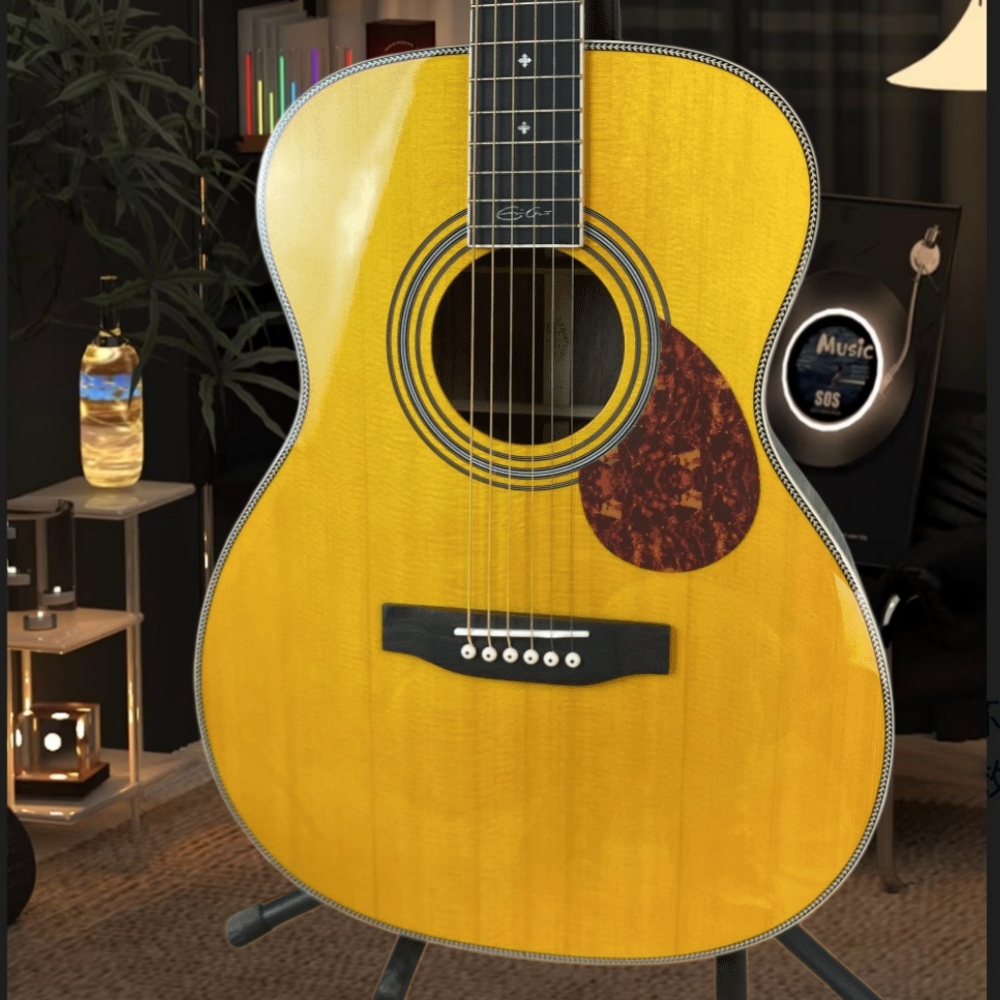 手作りの黄色いアコースティックギター、6弦、ガードプレート付 - Musical Instrument With Strings のレビューと価格
