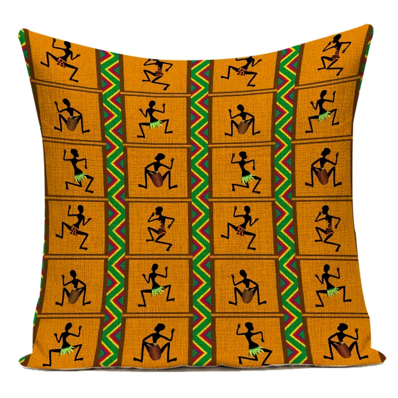 レトロなアフリカの女性クッションカバー - アフリカの楽器デ - Musical Instrument Of Africa のレビューと価格