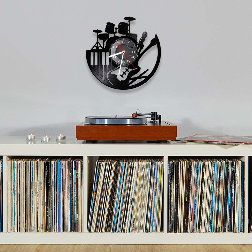 エレキギター、ドラムラックセット、ビニールレコード、壁掛け時 - Musical Instrument Sign のレビューと価格
